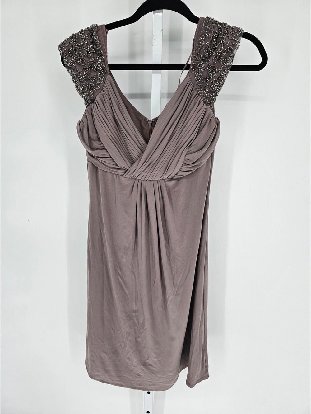 VTG Signature Womens Back Zip Gray Sleeveless Wrap V-neck Knee Length Dress Sz 6
